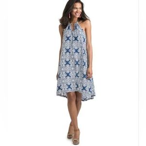 Vineyard Vines Blue & White Hi-Low Halter Sundress